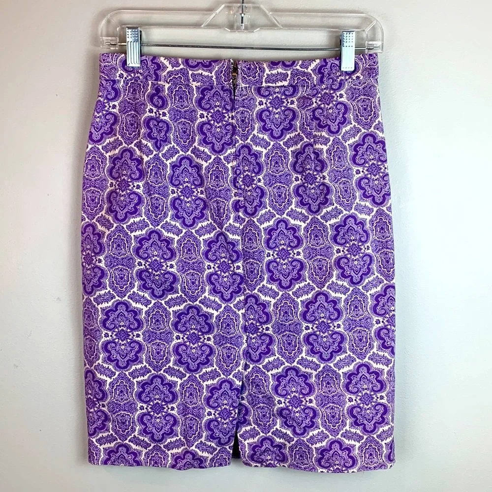 Pencil Skirt Medallion Purple Paisley J. Crew